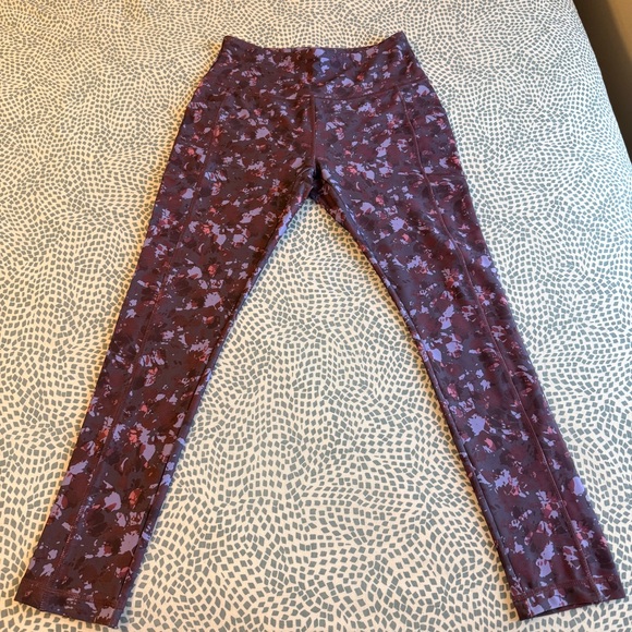 Pants - Purple and Pink Floral Patterned Leggings